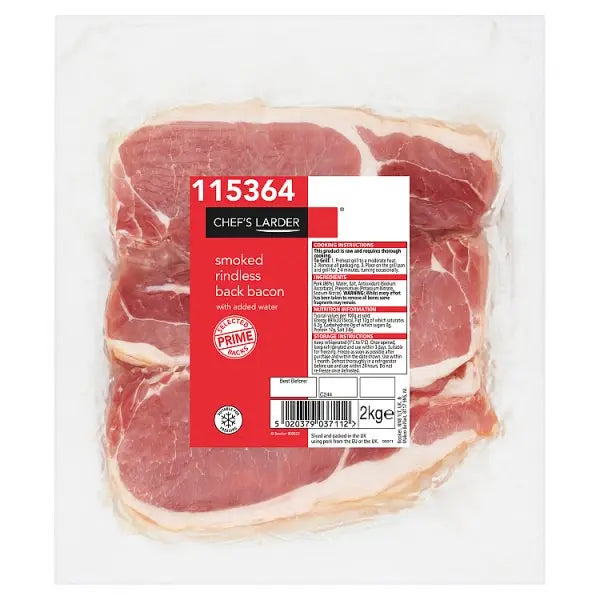 Chef's Larder Smoked Rindless Back Bacon with Added Water 2kg Chef's Larder Main image