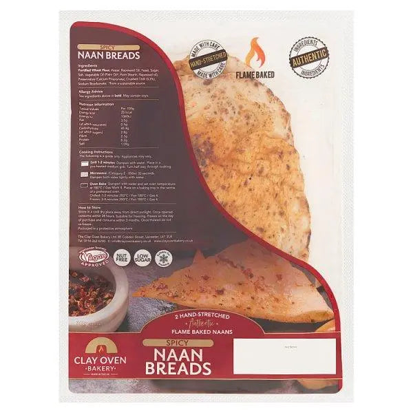 Clay Oven Bakery Spicy Naan Breads 360g (Case of 10) - Honesty Sales U.K Image principale du produit