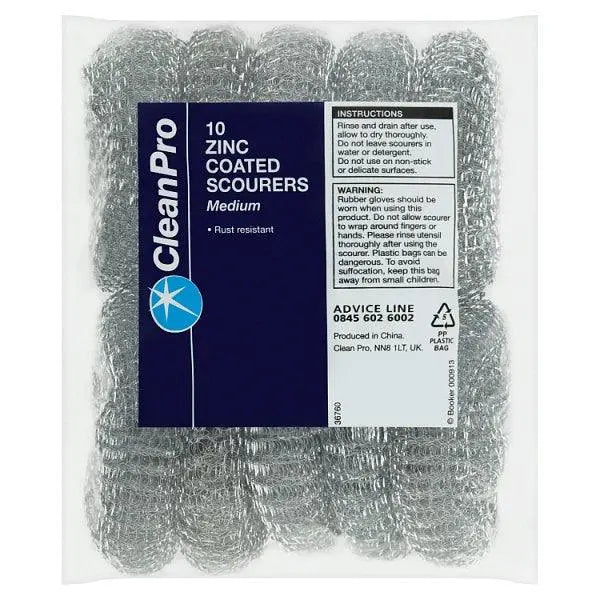 CleanPro 10 Zinc Coated Scourers Medium - Honesty Sales U.K