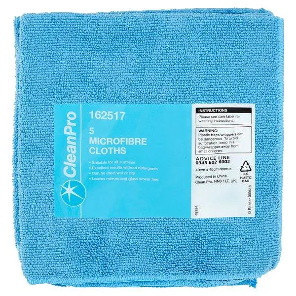 CleanPro 5 Microfibre Cloths - Honesty Sales