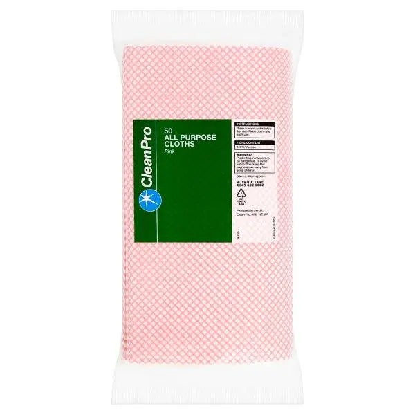 CleanPro 50 All Purpose Cloths Pink 60cm x 30cm - Honesty Sales U.K