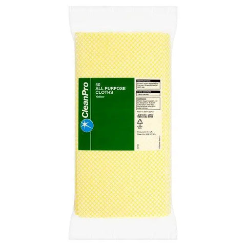 CleanPro 50 All Purpose Cloths Yellow 60cm x 30cm - Honesty Sales U.K