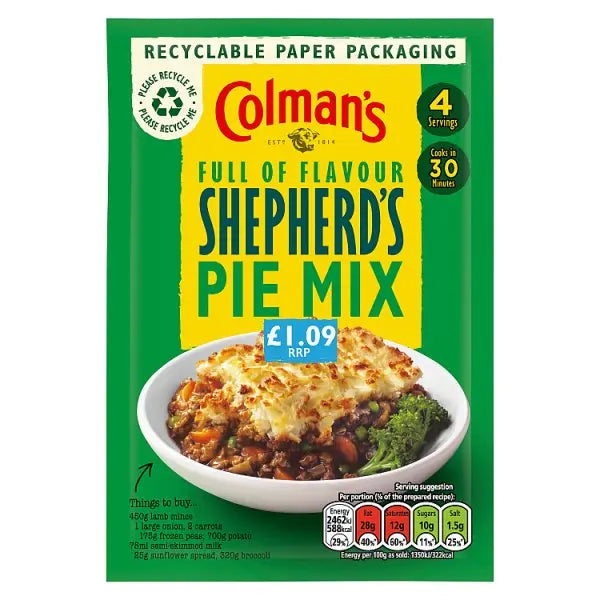 Colman's Recipe Mix Shepherd's Pie 50g (Case of 10) - Honesty Sales
