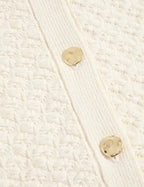 Cotton Blend Textured Button Front Cropped Cardigan Honesty Sales