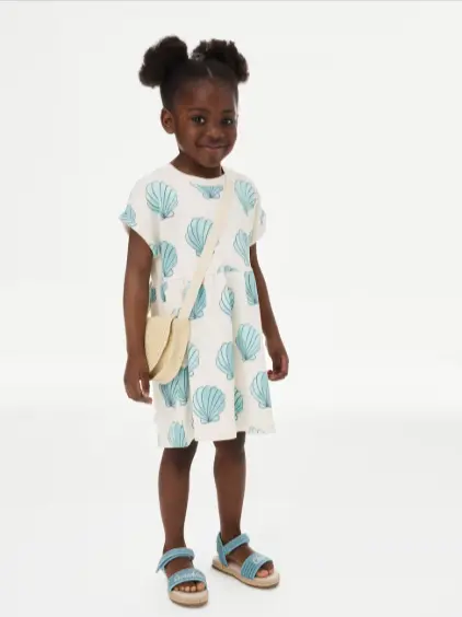 M&S Cotton Rich Printed T-Shirt Dress (2-8 Yrs) - Honesty Sales