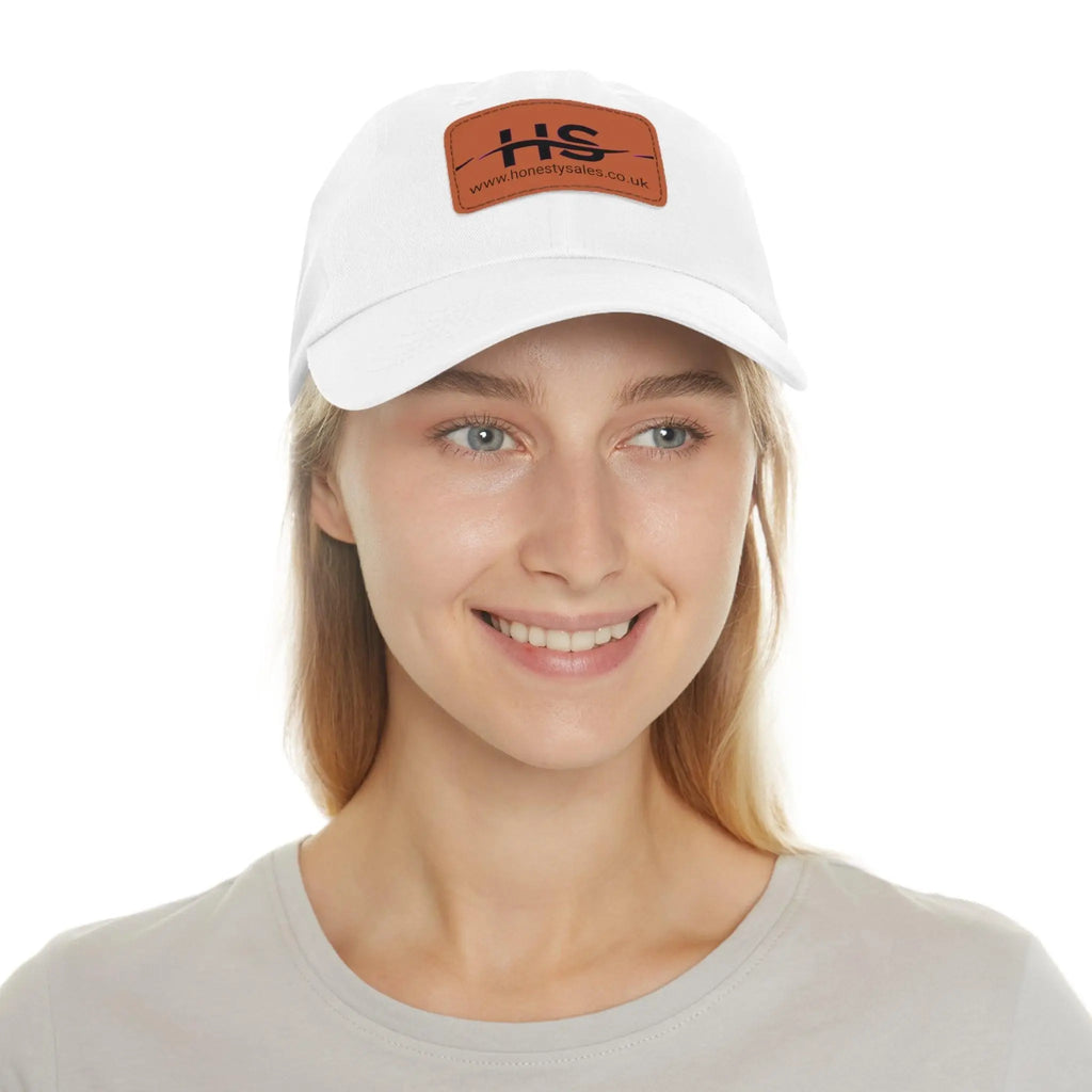 Dad Honesty Sales Hat with Leather Patch (Rectangle) - Honesty Sales