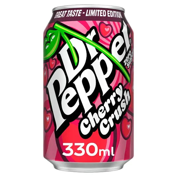 Dr Pepper Zero Cherry Crush 330ml (Case of 24)  Honesty Sales U.K