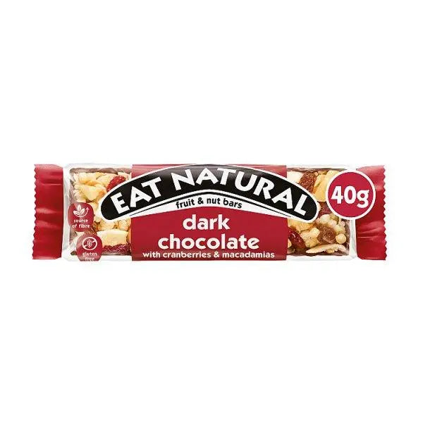 Eat Natural Dark Chocolate with Cranberries & Macadamias Fruit & Nut Bars 40g (Case of 12) - Honesty Sales U.K Main image