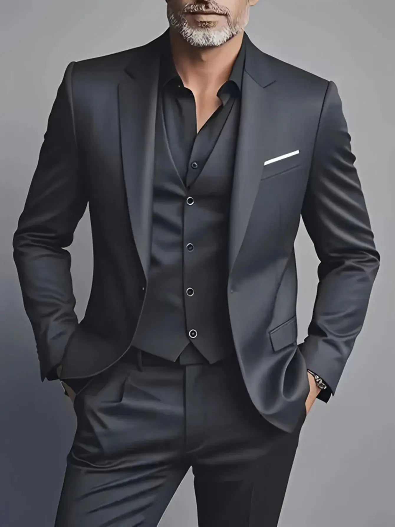 Elegant Men's Suit Sets- Slim Fit Tuxedo Set for Weddings & Formal Occasions, Black Suit Secondary image