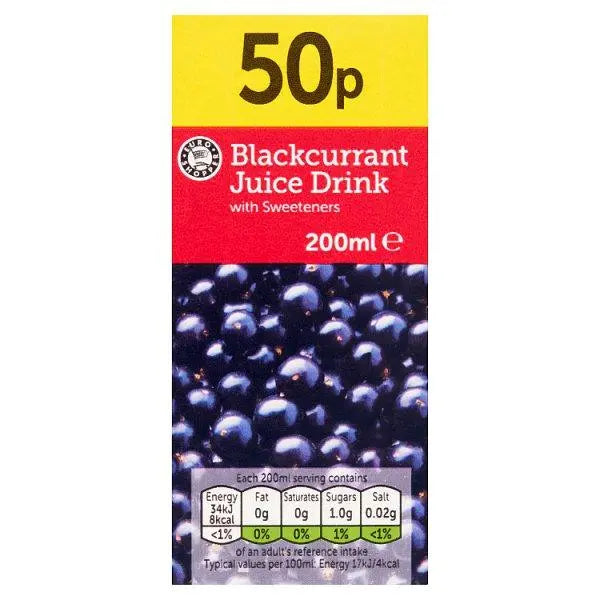 Euro Shopper Blackcurrant Juice Drink 200ml (Case of 24) - Honesty Sales