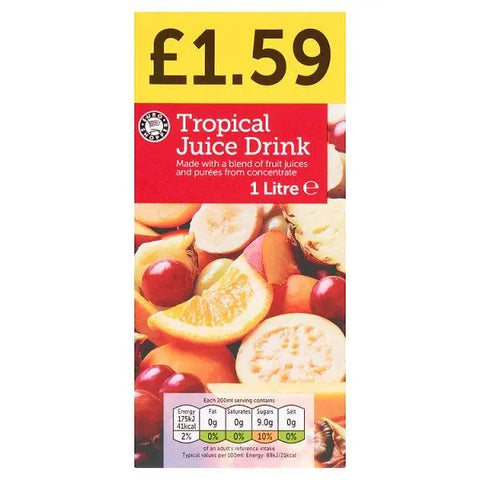 Euro Shopper Tropical Juice Drink 1 Litre (Case of 12) - Honesty Sales U.K