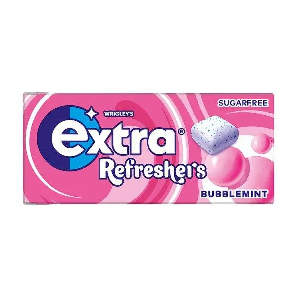 Extra Refreshers Bubblemint Sugarfree Chewing Gum Handy Box 7 Pieces (Case of 16) - Honesty Sales U.K