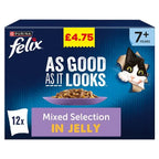 FELIX As Good As it Looks Senior 7+ Mixed Wet Cat Food 12x85g (Case of 4)  Honesty Sales U.K