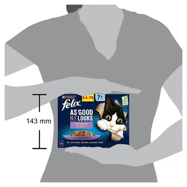 FELIX As Good As it Looks Senior 7+ Mixed Wet Cat Food 12x85g (Case of 4)  Honesty Sales U.K