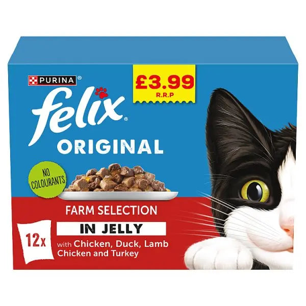 FELIX Original Farm Selection in Jelly Wet Cat Food 12x85g (Case of 4)  Honesty Sales U.K Hauptbild