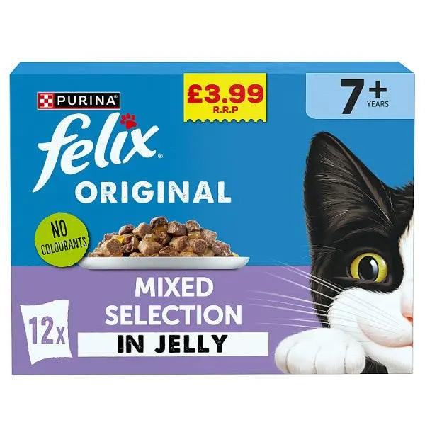 FELIX Original Senior 7+ Mixed Selection in Jelly Wet Cat Food 12x85g (Case of 4)  Honesty Sales U.K Main image