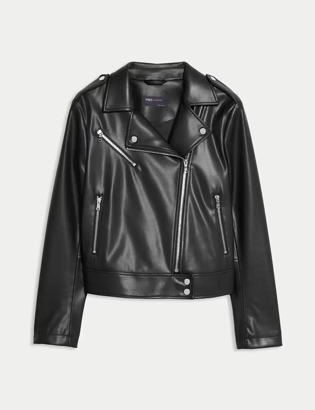 Faux Leather Biker Jacket - Honesty Sales