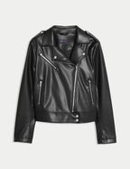 Faux Leather Biker Jacket - Honesty Sales