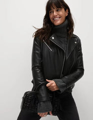 Faux Leather Biker Jacket - Honesty Sales
