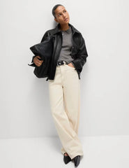 Faux Leather Relaxed Fit Jacket - Honesty Sales