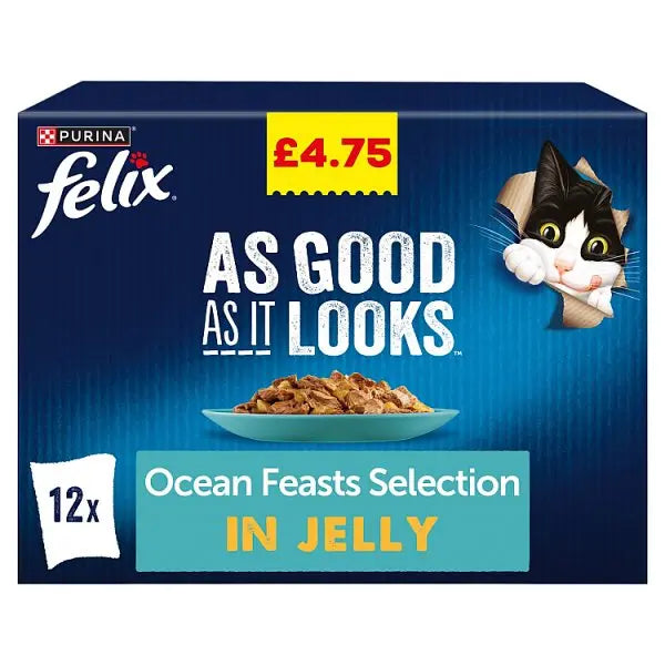 Félix As Good As It Looks Ocean Feasts Selection in Jelly 12 x 85g (1.02kg) (Case of 4)  Honesty Sales U.K