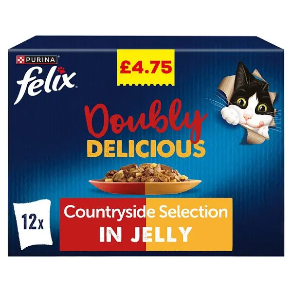 Felix Doubly Delicious Countryside Selection in Jelly 12 x 85g (1.02kg) (Case of 4)  Honesty Sales U.K