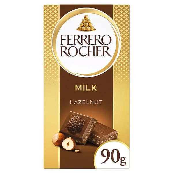 Ferrero Rocher Milk Chocolate Bar 90g (Case of 8)  Honesty Sales U.K