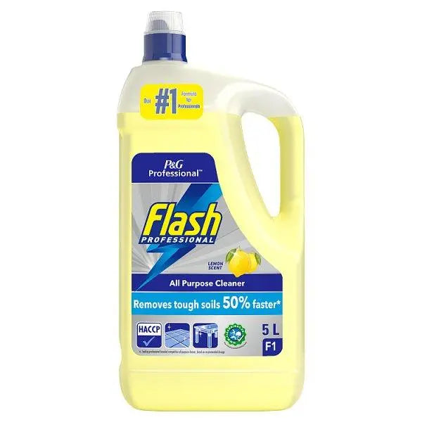 Flash Professional All Purpose Cleaner Lemon 5L, Removes tough soils 50% faster (Case of 2) - Honesty Sales