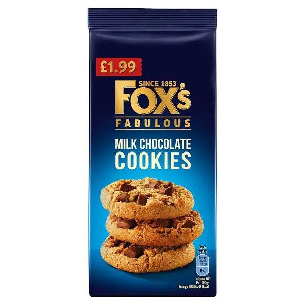 Fox's Fabulous Milk Chocolate Cookies 180g (Case of 8) - Honesty Sales U.K