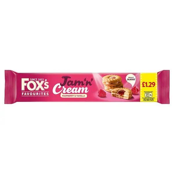 Fox's Favourites Jam 'n' Cream Raspberry & Vanilla 150g (Case of 12) - Honesty Sales U.K