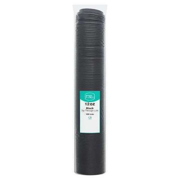 FyNite 100 Black Sip Through Lids 12oz - Honesty Sales