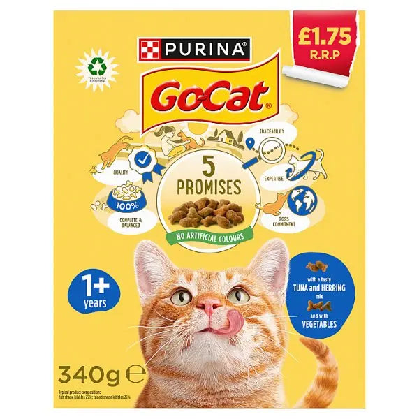 GO-CAT Herring and Tuna Dry Cat Food 340g (Case of 6)  Honesty Sales U.K