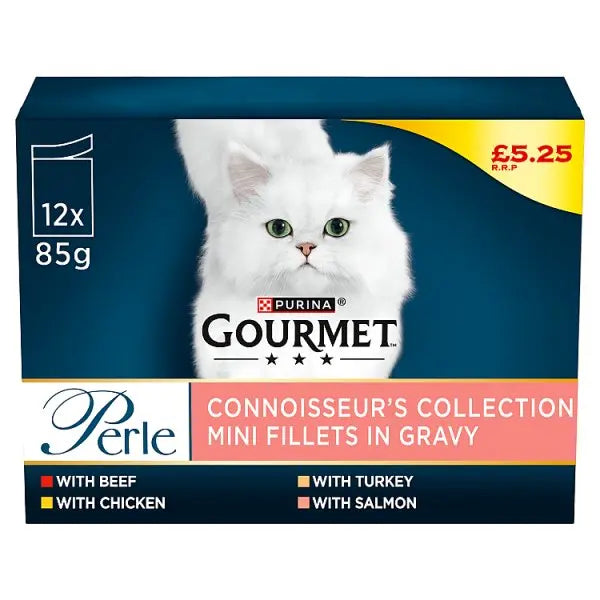 GOURMET Perle Connoisseur's Collection in Gravy Wet Cat Food 12x85g (Case of 4)  Honesty Sales U.K