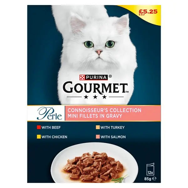 GOURMET Perle Connoisseur's Collection in Gravy Wet Cat Food 12x85g (Case of 4)  Honesty Sales U.K
