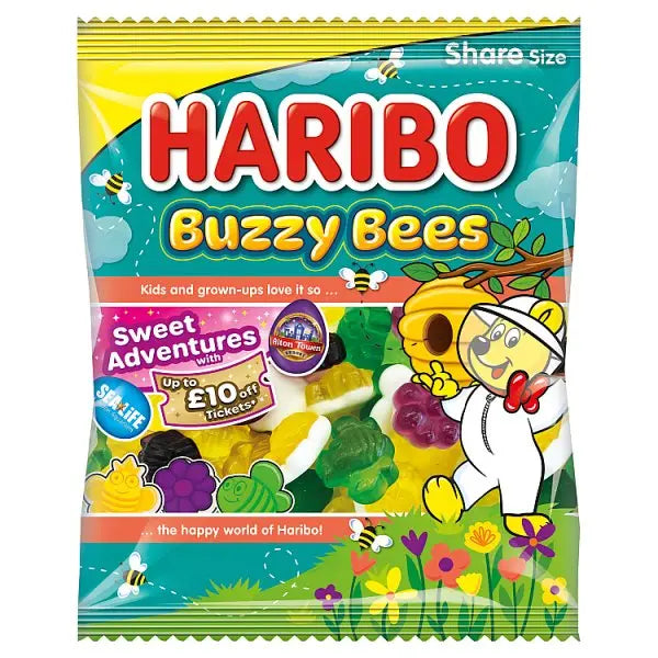 HARIBO Buzzy Bees Fruit Flavour Jelly & Foam Sweets Sharing Bag 140g (Case of 12) - Honesty Sales U.K Main image