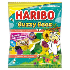 HARIBO Buzzy Bees Fruit Flavour Jelly & Foam Sweets Sharing Bag 140g (Case of 12) - Honesty Sales U.K