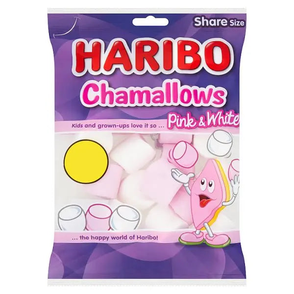 HARIBO Chamallows Marshmallows Pink & White Sharing Bag 140g (Case of 12) Haribo