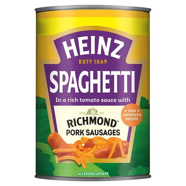 Heinz Spaghetti Richmond Pork Sausages 400g (Case of 6)  Honesty Sales U.K