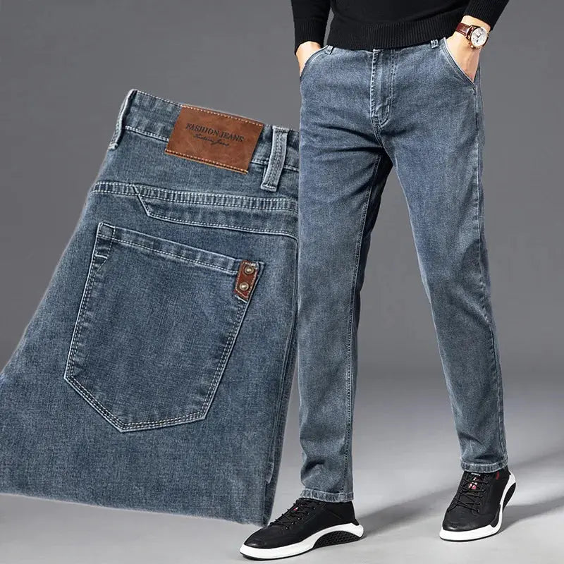 ICPANS Autumn Summer Denim Jeans Men Straight Stretch Regular Jeans for Man Black Classic Vintage Mens Pant Big Size 29-38 40 Dropshipman Main image