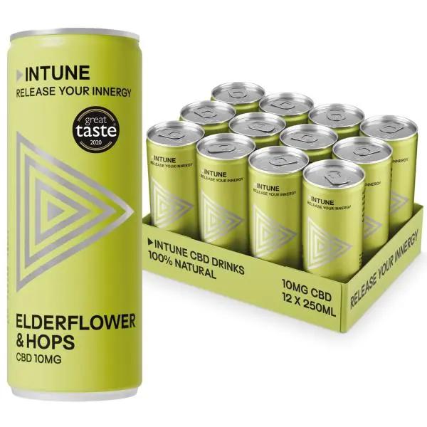 INTUNE CBD Elderflower & Hops CBD Drink 12 x 250ml Cans - Honesty Sales