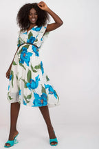 Italy Moda Pleated summer dress for many occasions, with short ruffle sleeves. - Honesty Sales