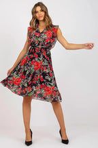 Italy Moda Pleated summer dress for many occasions, with short ruffle sleeves. - Honesty Sales