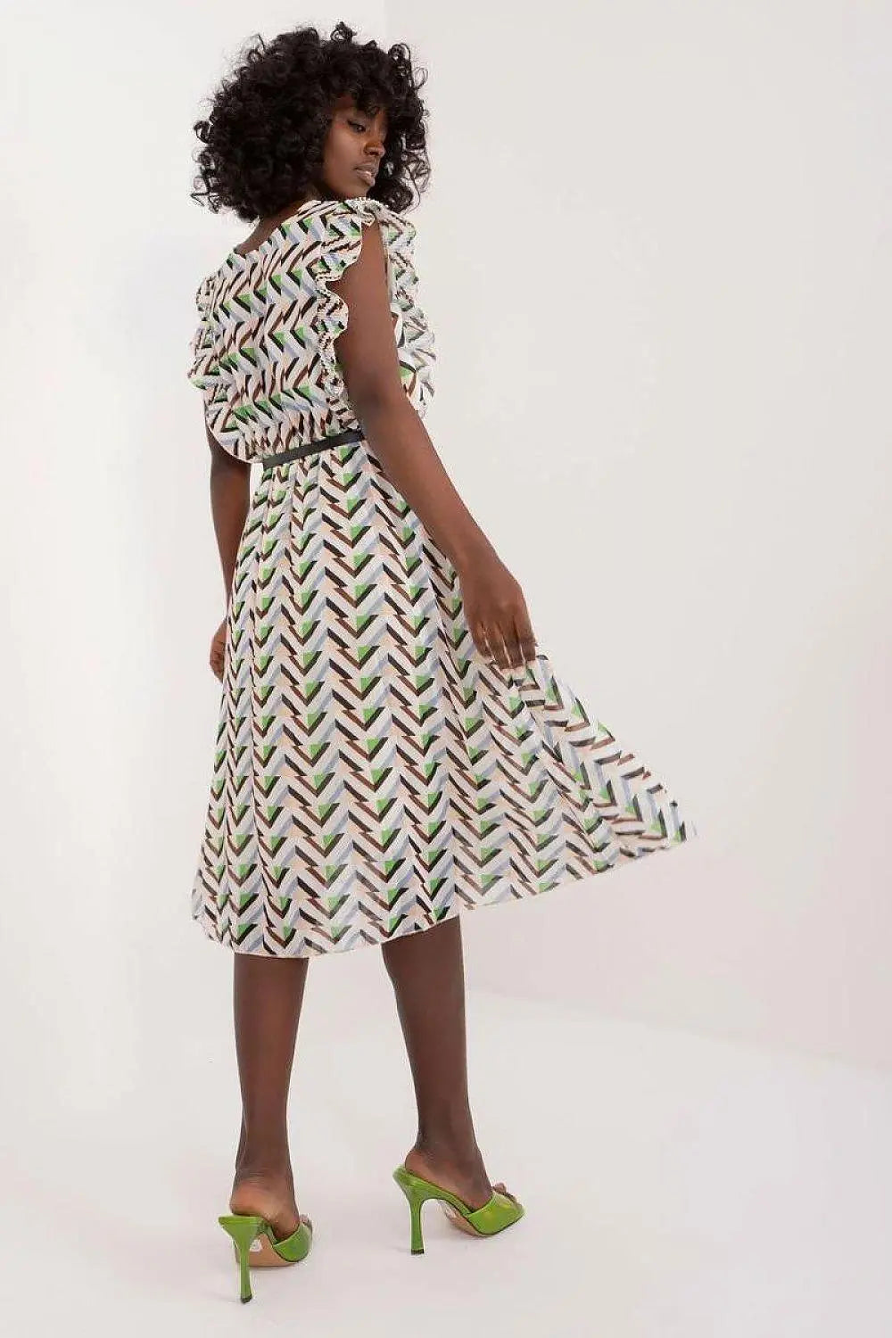 Italy Moda Pleated summer dress for many occasions, with short ruffle sleeves. - Honesty Sales