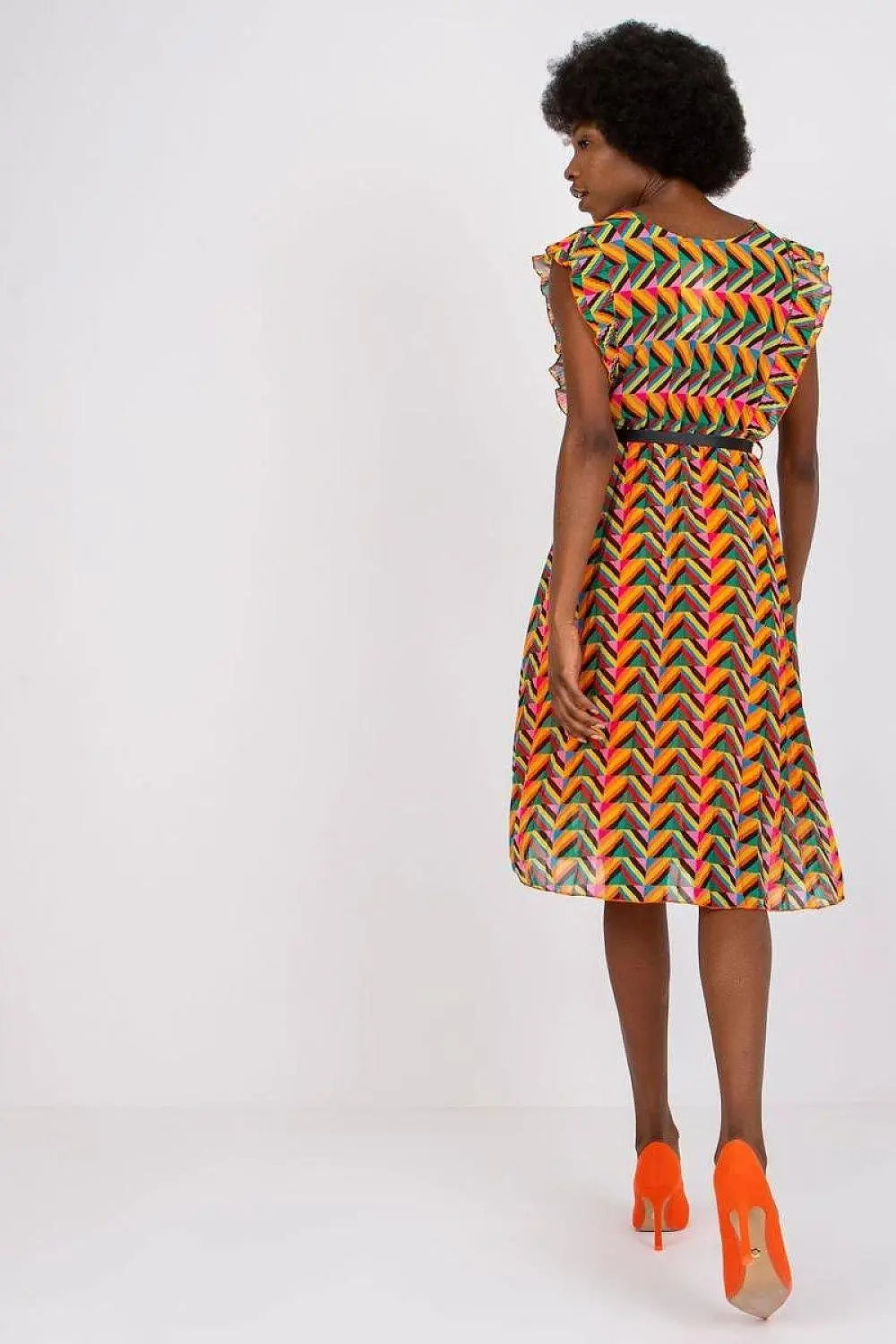 Italy Moda Pleated summer dress for many occasions, with short ruffle sleeves. - Honesty Sales