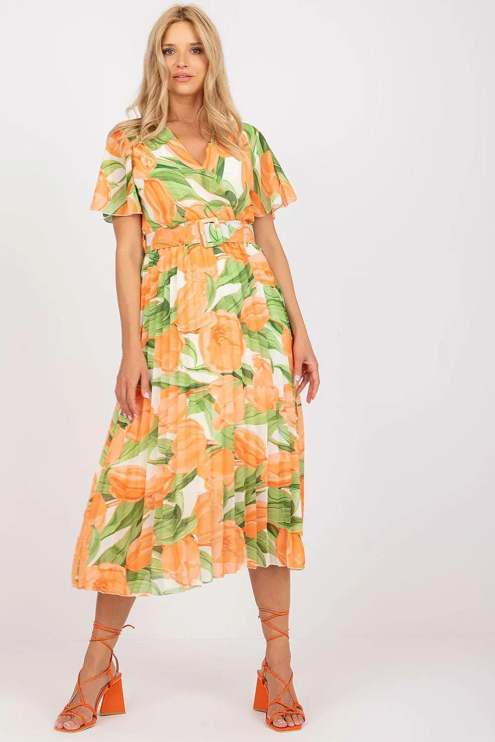 Italy Moda summer daydress with short sleeves in the form of frills - Honesty Sales