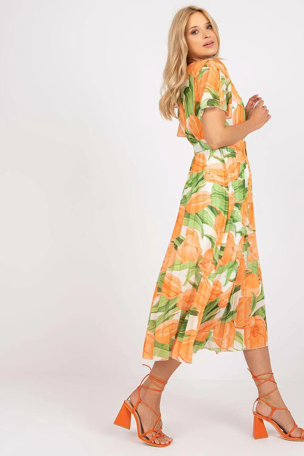 Italy Moda summer daydress with short sleeves in the form of frills - Honesty Sales
