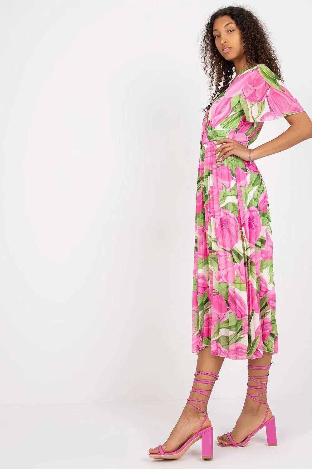 Italy Moda summer daydress with short sleeves in the form of frills - Honesty Sales