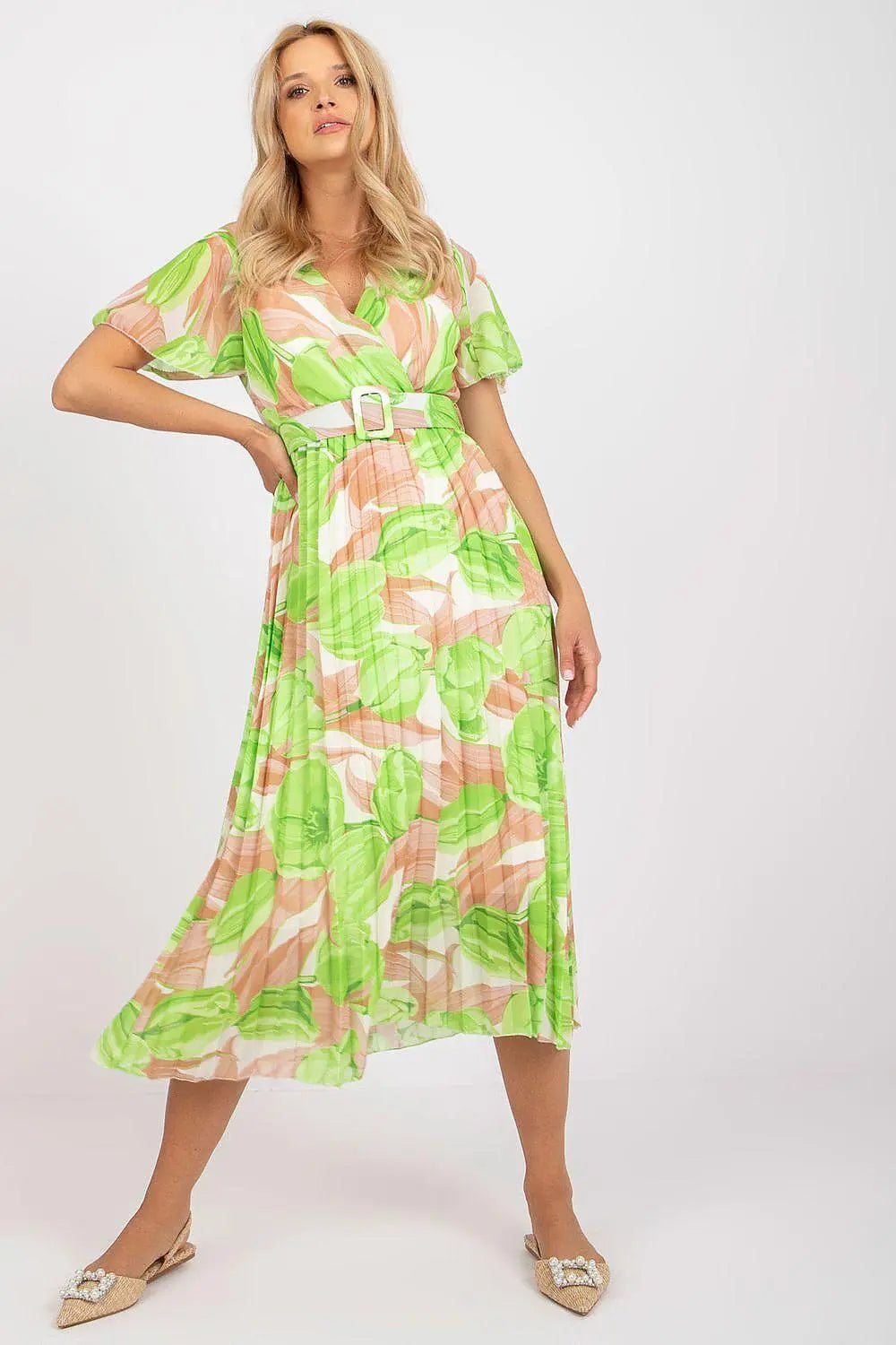 Italy Moda summer daydress with short sleeves in the form of frills - Honesty Sales