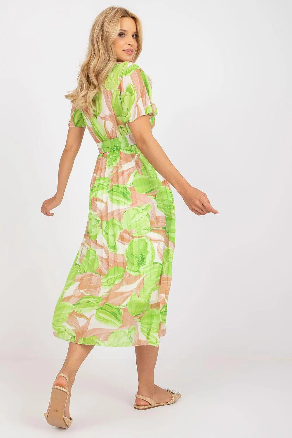 Italy Moda summer daydress with short sleeves in the form of frills - Honesty Sales
