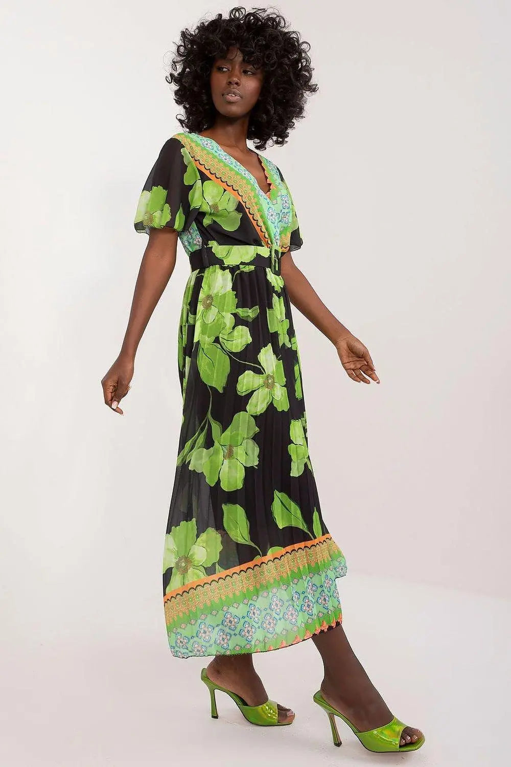 Italy Moda summer daydress with short sleeves in the form of frills - Honesty Sales